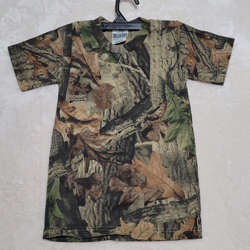 Sportex Shirt Kids Small Camo Advantage Timber Hunting Camouflage Made USA Outdo